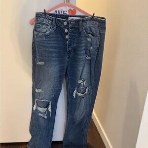 Flying Monkey Distressed Dark Blue Boyfriend Jeans